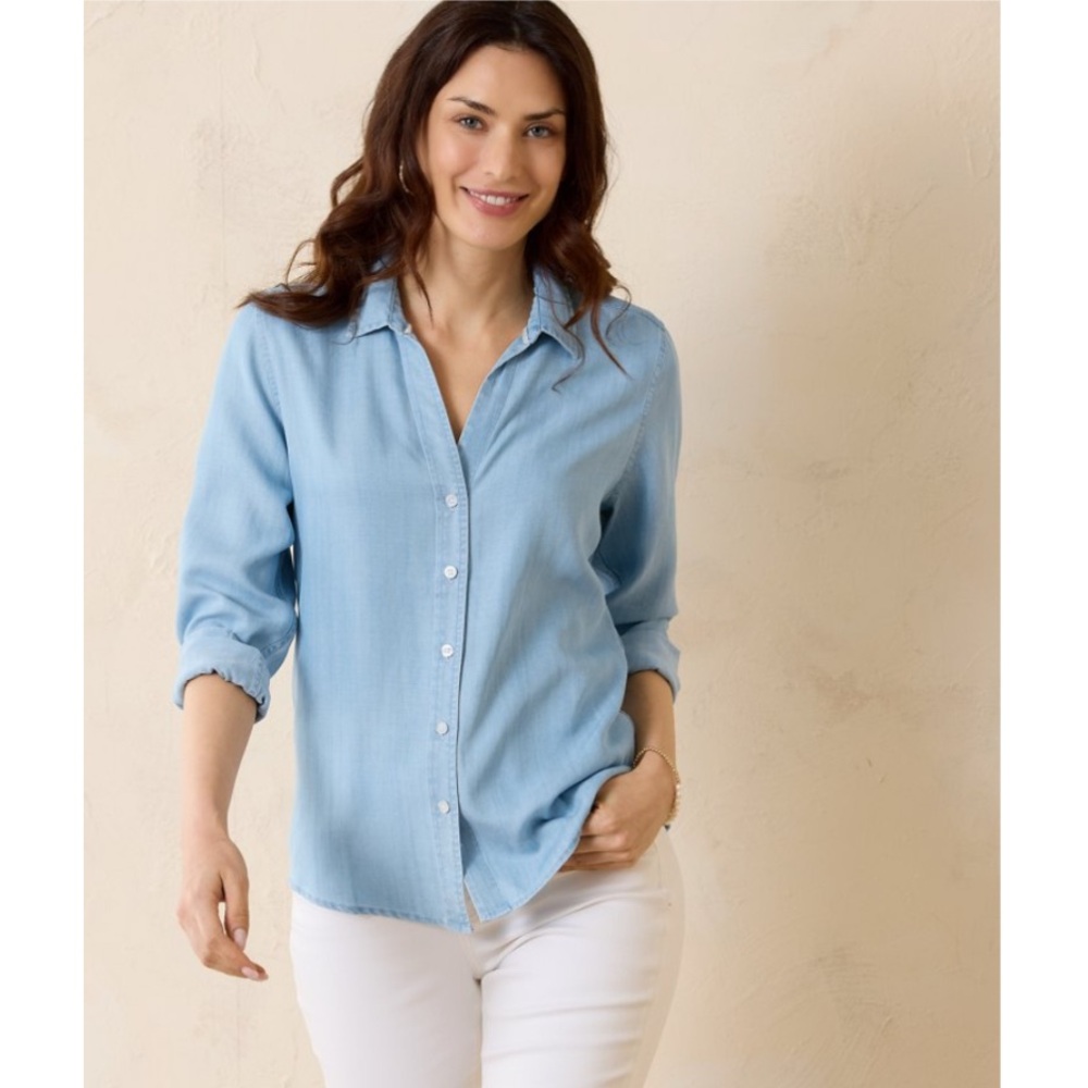 Tommy Bahama Chambray All Day Long-Sleeve Shirt - Picture 1 of 6